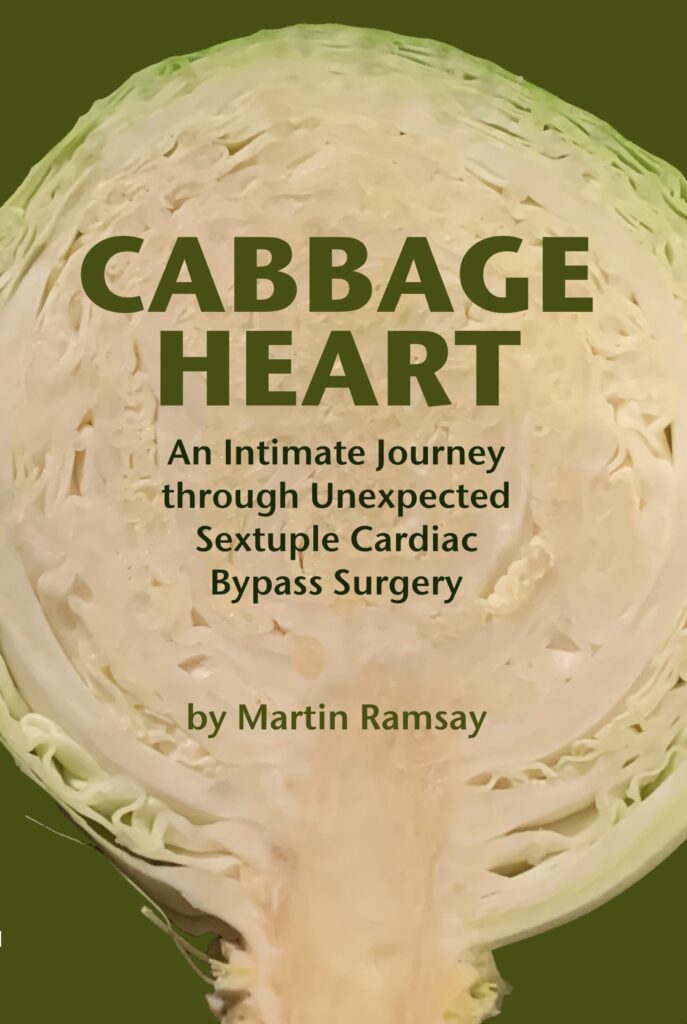 Cover of Cabbage Heart showing a sliced heart of a cabbage overlayed with the title text.