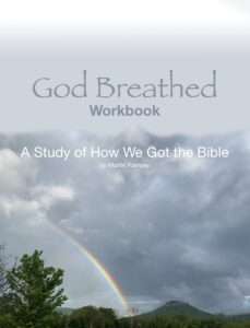 Front cover of the God Breathed workbook, showing a rainbow and dramatic clouds over the top of a mountain.